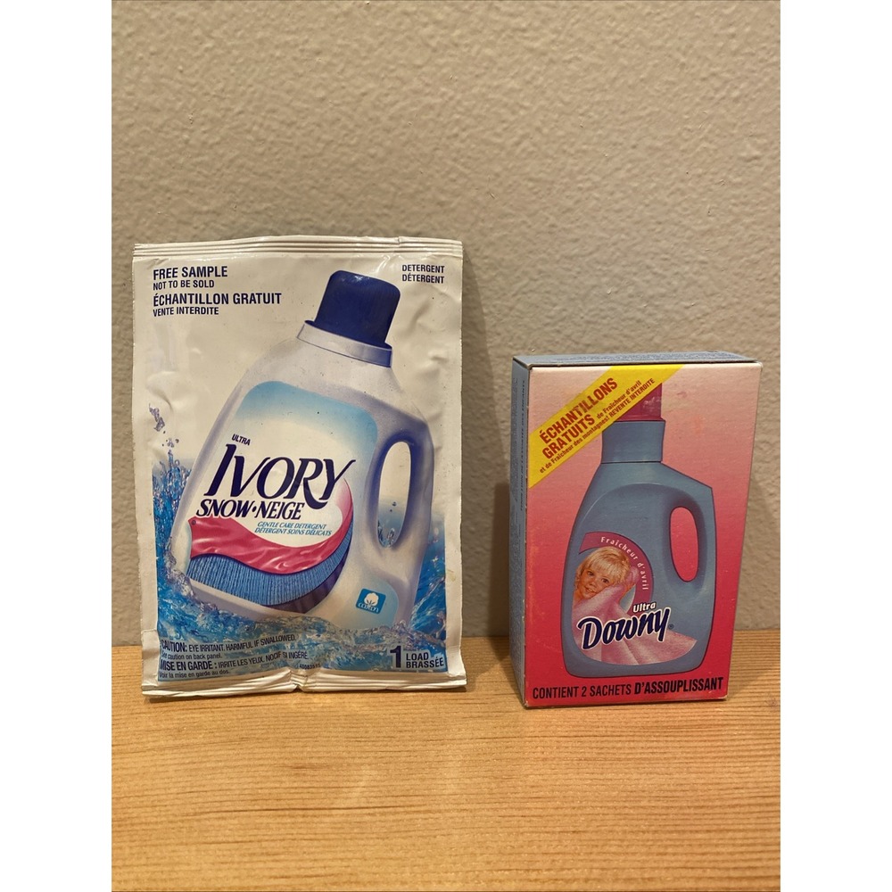(lot of 2) Vintage Ivory Snow Detergent Ultra Downy Sample Size‎